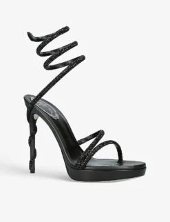 Margot 120 Crystal-embellished Satin Heeled Sandals -Manolo Blahnik Store R04099222 BLACK ALT02