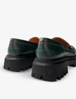 Maje Clover-embellished Leather Platform Loafers -Manolo Blahnik Store R04101696 VERTS ALT03