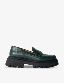 Maje Clover-embellished Leather Platform Loafers