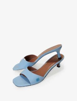 Maje Logo-strap Leather Heeled Sandals -Manolo Blahnik Store R04101750 BLEUS ALT02
