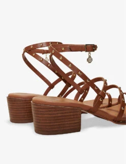 Maje Stud-embellished Heeled Leather Sandals -Manolo Blahnik Store R04101840 BRUNS ALT03