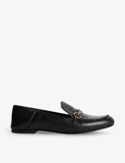 CLAUDIE PIERLOT Adelia Chain-trim Leather Loafers