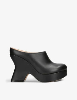 Loewe Terra Curved-heel Leather Heeled Mules