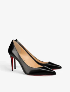 Christian Louboutin Kate 85 Pointed-toe Leather Courts -Manolo Blahnik Store R04108624 NAPPASHINYBLACK ALT03