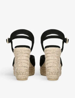 Castañer Blaudel Cross-strap Suede Heeled Wedges -Manolo Blahnik Store R04109650 BLACK ALT03