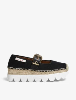 Marni Mary-Jane Buckle-detail Canvas Shoes