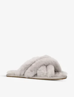 Ugg Scuffita Round-toe Sheepskin Slippers -Manolo Blahnik Store R04110646 GREY ALT02
