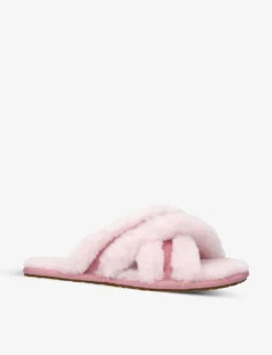 Ugg Scuffita Round-toe Sheepskin Slippers -Manolo Blahnik Store R04110647 PINK ALT02