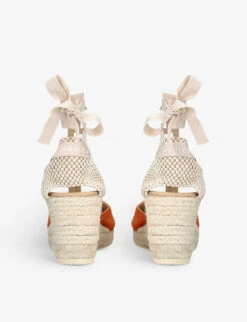 Manebi Hamptons Contrast-stitch Suede Heeled Espadrilles 7 Manebi Hamptons Contrast-stitch Suede Heeled Espadrilles -Manolo Blahnik Store R04110940 ORANGE ALT03