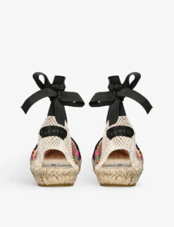 Manebi Yucatan Lace-up Crochet-knit Espadrilles -Manolo Blahnik Store R04110946 PINKCOMB ALT03