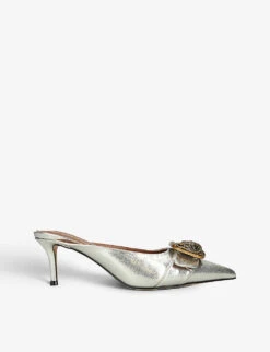 Kurt Geiger London Mayfair Buckle-embellished Leather Heeled Mules