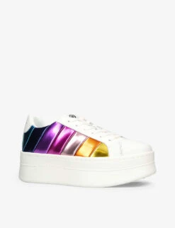 Kurt Geiger London Laney Pumped Platform-sole Striped Leather Low-top Trainers -Manolo Blahnik Store R04110992 MULTOTHER ALT02