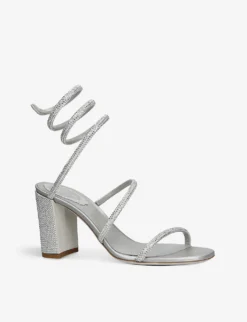 Cleo Crystal-embellished Satin And Leather Heeled Sandals -Manolo Blahnik Store R04116408 GREY ALT02