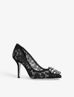 Dolce & Gabbana Bellucci Brooch-embellished Lace And Mesh Courts 6 Dolce & Gabbana Bellucci Brooch-embellished Lace And Mesh Courts -Manolo Blahnik Store R04116909 BLACK ALT02