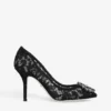 Dolce & Gabbana Bellucci Brooch-embellished Lace And Mesh Courts