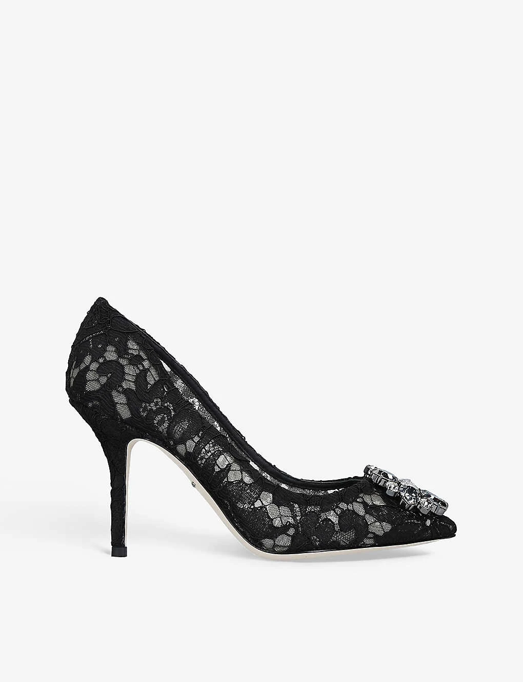 Dolce & Gabbana Bellucci Brooch-embellished Lace And Mesh Courts 1 Dolce & Gabbana Bellucci Brooch-embellished Lace And Mesh Courts