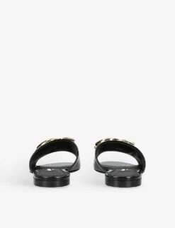 Dolce & Gabbana Capri Gold-plated Logo-plaque Patent-leather Sandals -Manolo Blahnik Store R04116911 BLACK ALT03