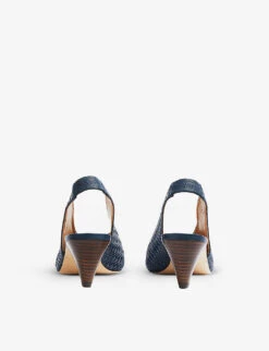 Paisley Woven Leather Slingback Heels -Manolo Blahnik Store R04118188 BLUNAVY ALT02