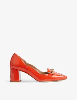 Sabine Chain-embellished Patent-leather Courts