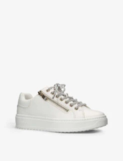 Carvela Enchanted Glitter-lace Faux-leather Low-top Trainers -Manolo Blahnik Store R04118605 WHITE ALT02