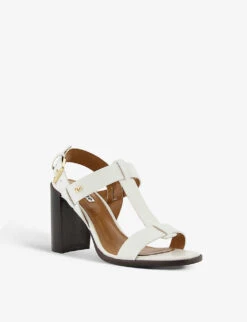 Dune Jacie T-bar Block-heel Leather Sandals -Manolo Blahnik Store R04123264 WHITELEATHER ALT02