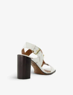 Dune Jacie T-bar Block-heel Leather Sandals -Manolo Blahnik Store R04123264 WHITELEATHER ALT03
