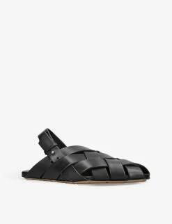 Bottega Veneta Intrecciato-weave Buckled Leather Sandals 7 Bottega Veneta Intrecciato-weave Buckled Leather Sandals -Manolo Blahnik Store R04124469 BLACK ALT02