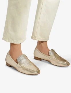Dune Gianetta Padded-sole Leather Loafers -Manolo Blahnik Store R04125532 GOLDLEATHER ALT04
