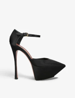 Amina Muaddi Angelica Platform Satin Courts