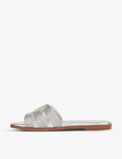 Riley Metallic-rope Flat-sole Raffia Mules -Manolo Blahnik Store R04128585 METSILVER ALT02