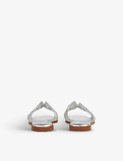 Riley Metallic-rope Flat-sole Raffia Mules -Manolo Blahnik Store R04128585 METSILVER ALT03