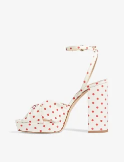 Amanda Knotted Spot-textile Platform Sandals -Manolo Blahnik Store R04128594 MULIVORYRED ALT02