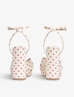 Amanda Knotted Spot-textile Platform Sandals -Manolo Blahnik Store R04128594 MULIVORYRED ALT03