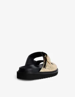 Zadig & Voltaire Double-strap Metallic-finish Leather Sandals -Manolo Blahnik Store R04129680 GOLD ALT03