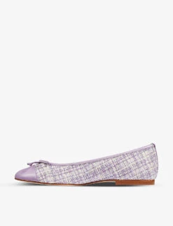 Kara Toe-cap Tweed And Leather Ballerina Pumps 6 Kara Toe-cap Tweed And Leather Ballerina Pumps -Manolo Blahnik Store R04130238 PURLILAC ALT02