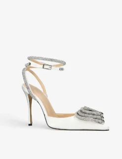 Triple Heart Crystal-embellished Satin Heeled Sandals -Manolo Blahnik Store R04131098 WHITE ALT02