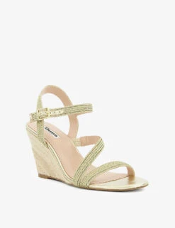 Dune Kaia Open-toe Woven Wedge Sandals 7 Dune Kaia Open-toe Woven Wedge Sandals -Manolo Blahnik Store R04131246 GOLDFABRIC ALT02