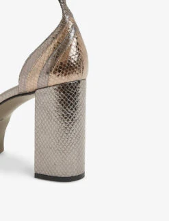 AllSaints Tia Platform Metallic-leather Sandals 9 AllSaints Tia Platform Metallic-leather Sandals -Manolo Blahnik Store R04131960 GUNGOLDBRONZ ALT04