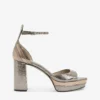 AllSaints Tia Platform Metallic-leather Sandals