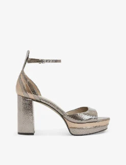 AllSaints Tia Platform Metallic-leather Sandals