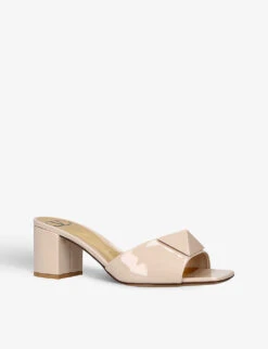 Valentino Garavani One Stud Stud-embellished Patent-leather Heeled Sandals -Manolo Blahnik Store R04132888 PALEPINK ALT02