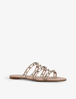 Valentino Garavani Rockstud Stud-embellished Woven Sandals 7 Valentino Garavani Rockstud Stud-embellished Woven Sandals -Manolo Blahnik Store R04132897 BLUSH ALT02