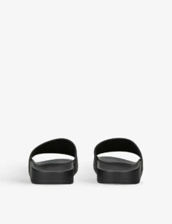 Balenciaga Logo-embossed Rubber Slides -Manolo Blahnik Store R04133303 BLKWHITE ALT03