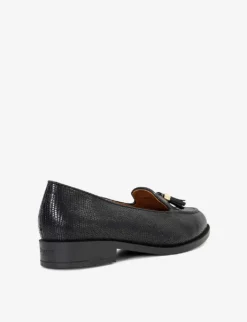 Dune Global Tassel-trim Snake-skinned Embossed Faux-leather Loafers -Manolo Blahnik Store R04133353 BLACKPRINTEDLEATHER ALT03