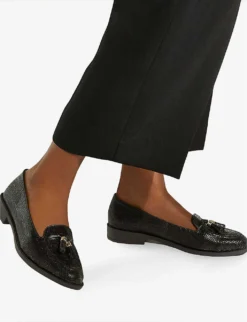 Dune Global Tassel-trim Snake-skinned Embossed Faux-leather Loafers -Manolo Blahnik Store R04133353 BLACKPRINTEDLEATHER ALT04