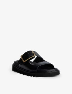 Zadig & Voltaire Cecilia Alpha Double-strap Cleated-sole Leather Sandals 8 Zadig & Voltaire Cecilia Alpha Double-strap Cleated-sole Leather Sandals -Manolo Blahnik Store R04134396 NOIR ALT02