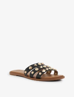 Dune Little Studded-strap Leather Sandals -Manolo Blahnik Store R04136898 BLACKLEATHER ALT02