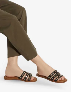 Dune Little Studded-strap Leather Sandals -Manolo Blahnik Store R04136898 BLACKLEATHER ALT04