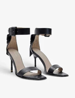 AllSaints Noir Buckle-fastened Leather Sandals 8 AllSaints Noir Buckle-fastened Leather Sandals -Manolo Blahnik Store R04137994 BLACKMATTEBL ALT02