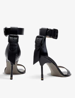 AllSaints Noir Buckle-fastened Leather Sandals 9 AllSaints Noir Buckle-fastened Leather Sandals -Manolo Blahnik Store R04137994 BLACKMATTEBL ALT03